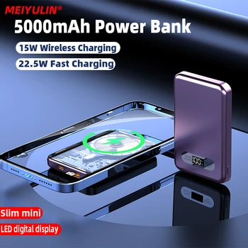 10000 ма Преносим Банка Горивна 15 W Магнитна Безжична Бързо Зареждане на 5000 ма Мини Външен Допълнителен Батерия За iPhone 14 13 Xiaomi