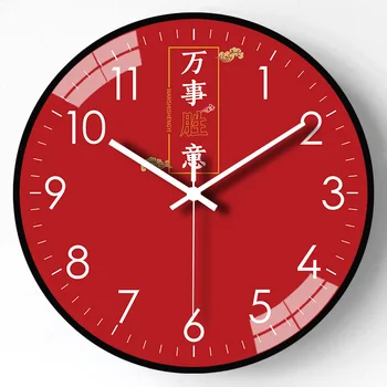 12-Инчови Големи стенни часовници С Кратък абстрактен художествен дизайн в китайски стил, Пластмасови безшумни часовници За всекидневна, спални, аксесоари за дома