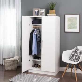 2-шкаф-купе Prepc Elite, бял гардероб мебели за дома помещения шкаф за съхранение