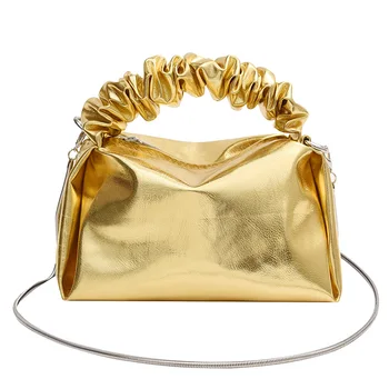 2023 Луксозен Дизайн, Златисто-Сребрист Дамски Кожени чанти и Портмонета, дамски чанти през рамо За жени, дамски Чанти през рамо
