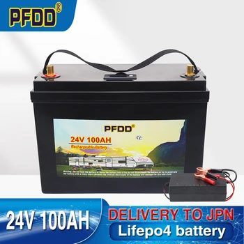 24V 100Ah LiFePO4 Акумулаторна батерия Вградена Литиево-железен Фосфат елементи BMS 4000 Цикъла За Кемперов RV Golf Cart Слънчевата Със Зарядно устройство