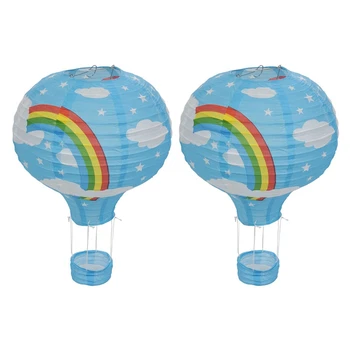 2X12-инчов Въздушен балон, на Хартиен фенер, Лампа, тавана лампа, декор за сватбени партита, синя дъга