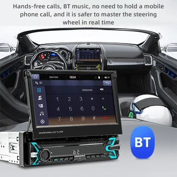 7-Инчов Авто радио приемник, съвместим с Bluetooth, Безжична Carplay Android Auto Multimedia Player HD 1 Din, Прибиращи Екран AUX WiFi FM AM