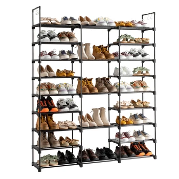 9-Ярусная Висока Рафт за обувки-Органайзер за обувки с плетене на една кука, Компактен, полици за съхранение на обувки в коридора, Килера, Гараж, Спалня