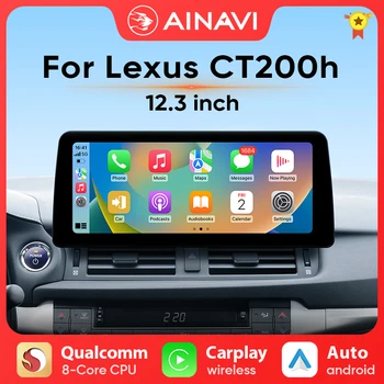 Ainavi 12,3-Инчов Мултимедиен плейър, Безжичен Carplay Авто Android Автомобил За Lexus CT200h CT 200h 2011-2022 Кола Стерео 2 Din 4G GPS