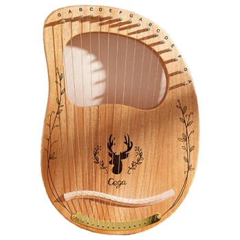 CEGA Lyre Harp 16-струнен се изпълнява пиано Арфа Дървен музикален инструмент от махагон с ключ за настройка на Преносим музикален инструмент