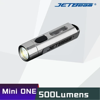 JETBeam Mini One Ключодържател 500 лумена USB Акумулаторна батерия за преносим фенер от неръждаема Стомана с 365нм UV вградена литиево-йонна батерия