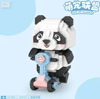 LOZ Мини-панда, дизайнери, детски строителни играчки, направи си сам, тухли, Мил домашен любимец, Мультяшная панда, пъзел, подарък за приятели, домашен декор