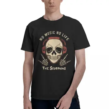 No Music No Life Мъжки памучен тениска Scorpionses с къс ръкав, реколта риза в стил Y2k с графичен дизайн в стил Харадзюку по поръчка