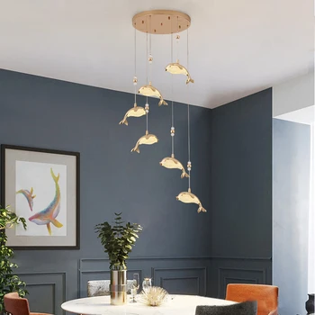 SANDYHA Скандинавските луксозни ретро-полилеи, постмодернистский минималистичен творчески led лампа с кит за хол, трапезария, окачена лампа в стил loft