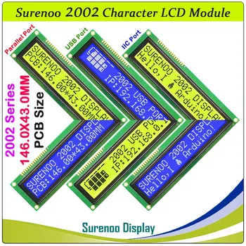 Surenoo 146*43 мм 202 20X2 2002 Голям Символ Голям LCD модул на Екрана на Дисплея Панел LCM Паралелен IIC I2C USB USB2LCD
