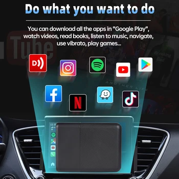 Безжична Автомобилна AI-бокс CarPlay, съвместим с Поддръжка на Bluetooth хендсфри Mirrorlink Plug and Play ОТА за кабелна автомобили CarPlay