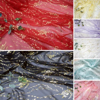 Бронзирующая шифоновая кърпа за квадратни метра за рокли Hanfu, Шиене на облекла със собствените си ръце, Текстилни изделия, с принтом цветя, сливи, Летни Меки цветя, тънък