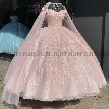 Буйни рокля с открити рамене С аромат на Сладки На 15 Рокли 2022 от 3D цветни мъниста Vestidos 16 Абитуриентски бални облекло