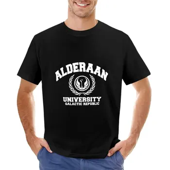 Бяла тениска Университет Альдераан, забавни тениски, тениски по поръчка, эстетичная дрехи, мъжки реколта тениски