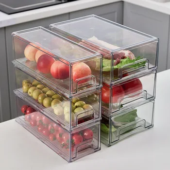 Висящ шкаф за съхранение на Кухненски хладилник, прозрачно чекмедже за съхранение на отчетливи плодове и зеленчуци, специална кутия за съхранение на яйца