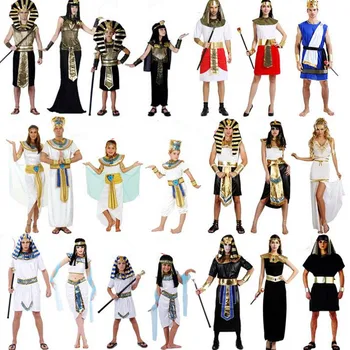 Възрастен Египетски костюм на Жените и Мъжете Елегантен Поп Кралицата Фараон Cosplay Облекло Карнавальное рокля Подпори за партията Хелоуин