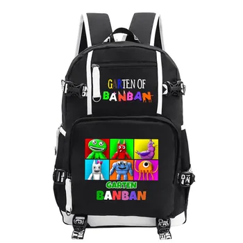 Градина Банбана, черно cartoony раница, училищна чанта за тийнейджъри, USB-чанта, чанта през рамо с принтом, детска раница