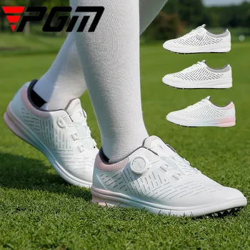 Дамски ежедневни обувки за голф, със защита от хлъзгане PGM, Женски меки маратонки с бърза шнур, дишащи градиентные маратонки, тренировочная обувки за голф