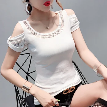 Дамски Модерен, секси тениска с горещо фиксиране за дамски дрехи за момичета, реколта готически естетически дамски блузи Py6230