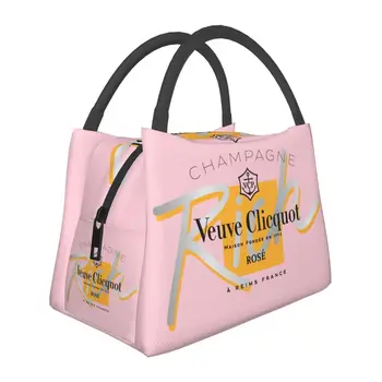 Дамски чанти за обяд с изолация Clicquot, термосумка за съхранение на шампанско, кутия за bento, работна кутия за пикник