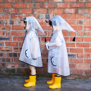 Детски Сгъсти Мушама от EVA, за многократна употреба Прозрачен Модерен Дъждобран с качулка За момичета И Момчета, Сладък Дъждобран За Разходки на открито