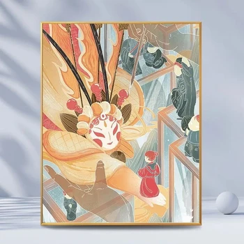 Дигитална картина с маслени бои Guofeng Gufeng, ръчно рисувани с маслени бои, събрани цветя, декорация на всекидневна, спалня, Живопис, Декорация на приливите и отливите