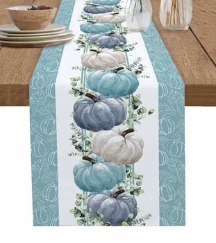 Есенна Синята Настолна пътека във формата на Тиква, Коледна украса, Покривка, декор за Сватбени партита, на Кутията на масата