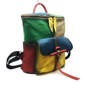 Жена Нова Раница от естествена кожа, разноцветни дамски чанти с Високо качество