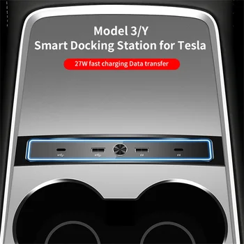 За Tesla, Модел 3 Y 2021 2022 27 Вата Бързо Зарядно Устройство, USB Шунтирующий Hub Интелигентно зарядно устройство Адаптер за Кола С Храненето От Сплитер Удължител