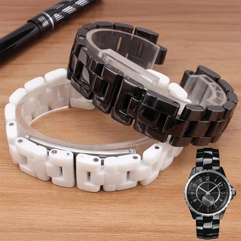 За керамичен каишка J12, висококачествени женски и мъжки каишка за часовник, модерна гривна, черни, бели, 16 мм, 19 мм гривни