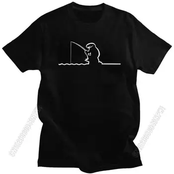 Забавна Тениска La Linea Fishing За Мъже, Тениска От чист Памук, Анимационна Художествена Клоун Тениска С Принтом, Модна Тениска, Дрехи