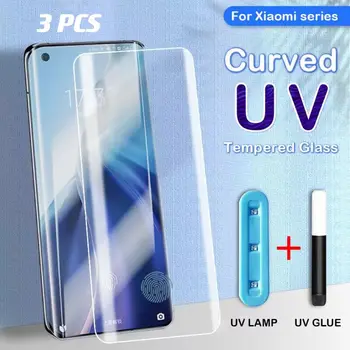 Защитно фолио от UV-закалено стъкло за екрана на Xiaomi, Напълно Клеящаяся Филм Xiaomi Mi 12, 12X, 11, 10 Ultra Pro Mi Note 10 Lite Mi X 4 CC9 Pro