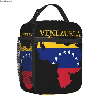 Карта на Венецуела Флаг на Страната Термоизолированная чанта за обяд Дамски Република Венецуела за многократна употреба Контейнер за обяд на открито Кутия за храна