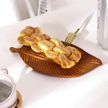 Креативна дървена чиния във формата на лист от едно дърво, эбонитовая с плоча, ръчно изработени, хотелски консумативи, плодови чиния, кошница с плодове