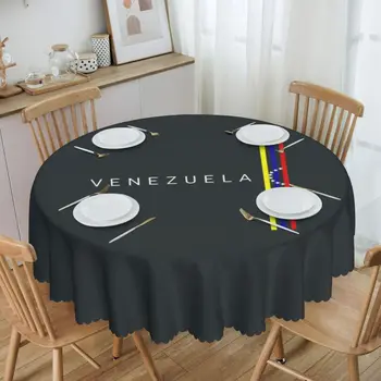 Кръгла Покривка с флага на Венецуела, водоустойчив Покривка от 60 сантиметра, корица на маса за кухня, трапезария
