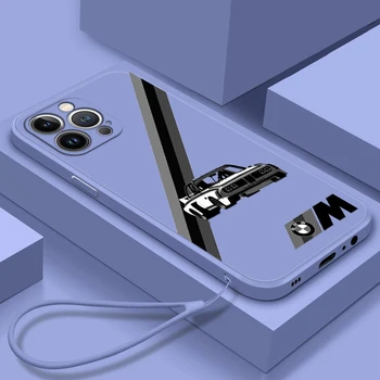 Луксозен Автомобил Bmw Sports За Apple iPhone 14 13 12 Mini 11 Pro XS MAX XR X 8 7 6S SE Plus Силиконов Течен Въженият Калъф За Телефон Fundas