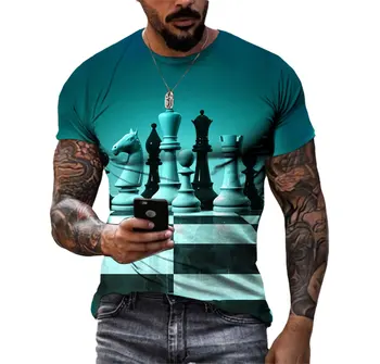 Лятна шахматна мъжки t-shirt, турнирът облекло Оверсайз, тренд за любителите на шаха в стил Харадзюку, дизайнерски ризи с високо качество