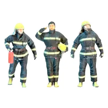Миниатюрни фигурки на пожарникари 1: 64, Умален модел, Малки хора, модел за микро-пейзажи, Диорама, реквизит за снимки, оформление декор