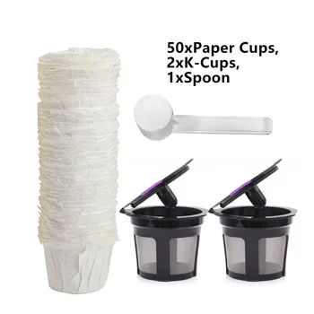 Множество Филтърна кошница K-cup на една порция С Хартиени чаши и Лъжица За кафе на Keurig k/K-Mini/K-Classic/K-Compact