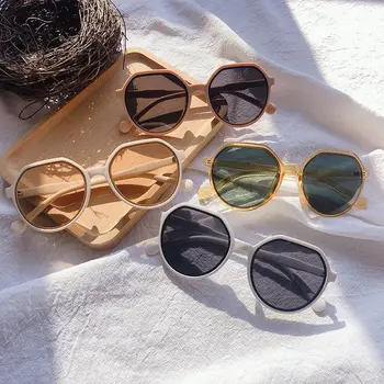 Модни универсални слънчеви очила в тренд персонализирани кръгли рамки, Слънчеви очила Ins Trend, карамел цвят, слънчеви очила са в голяма рамка, Новост 2023