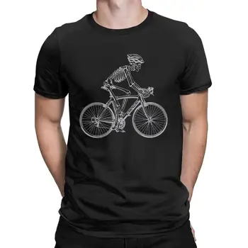 Мъжка тениска с стръмен виртуален скелет и череп, Байкерская памучен тениска, Велосипедна МТБ, тениска за езда, планинско колоездене, Облекло, с кръгло деколте, Оригинална