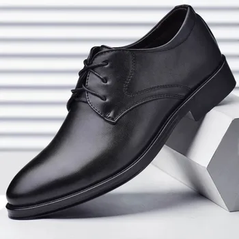 Мъжки обувки големи размери, официална черна кожена обувки за мъже, oxfords дантела за мъже, сватба парти, офис, бизнес и ежедневни обувки за мъже