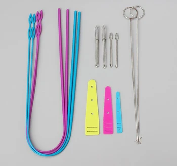 Нитевдеватель, набор от инструменти за връзване на връзки, инструменти за шиене, Гъвкав дълъг шнур, Нитевдеватель, метални пинцети за плетене панталони, ръкоделие