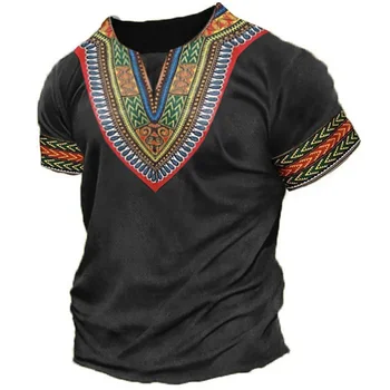 Нова Африканска Облекло За Мъже, тениски с Дашики, традиционно Облекло, Къс Ръкав, Ежедневни Градинска Облекло В Стил Ретро, Ретро Етнически Стил