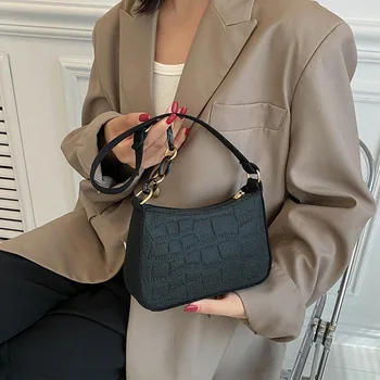 Нова дизайнерска, хит на продажбите, Дамска чанта на рамото за почивка, однотонная чанта в стил ретро с веригата, Мини-модерна дамска чанта-тоут