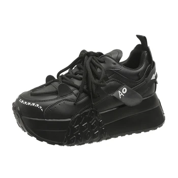 Нова мода ежедневни обувки дантела, Дамски вулканизированная обувки, Дамски нескользящие маратонки на платформа, дамски обувки, Botas Mujer, Пролет 2023