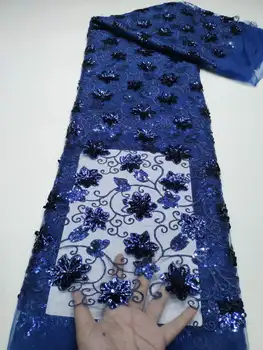 Нова Нигерийская Лейси плат с пайети 2023, Висококачествен Африкански Дантела, Френски тюл, 3D Дантелен плат с бродерии, пайети, Вечерна рокля