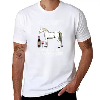 Нова тениска с арабски кон и вино, забавна кон, мъжки дрехи, комплект мъжки тениски