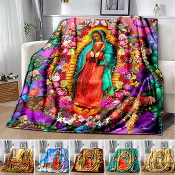 Одеяло на Дева мария от Гуадалупе Леко Топло Одеяло Мария, Мека Покривка за Дивана, Религиозни Одеяла за дивана в спалнята